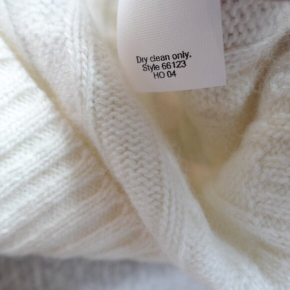 J.Crew Womens Sweater Small Ivory Solid Turtleneck Cable Knit Merino Wool Blend - Picture 3 of 9